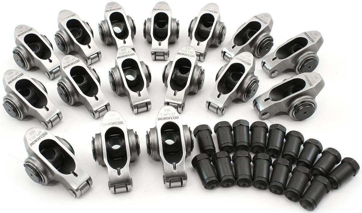 SBC S/S Rocker Arms 7/16" Stud 1.65 Ratio 350 Stainless Roller 16 AF95-1208 - Aeroflow