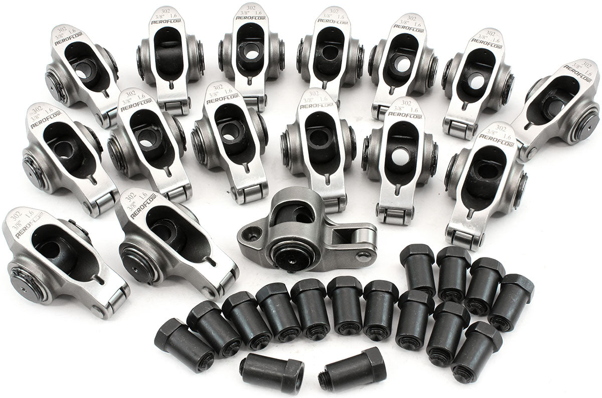 SBF S/S Rocker Arms 3/8" Stud 1.60 Windsor 302 351 Roller 16 Stainless AF95-1220 - Aeroflow