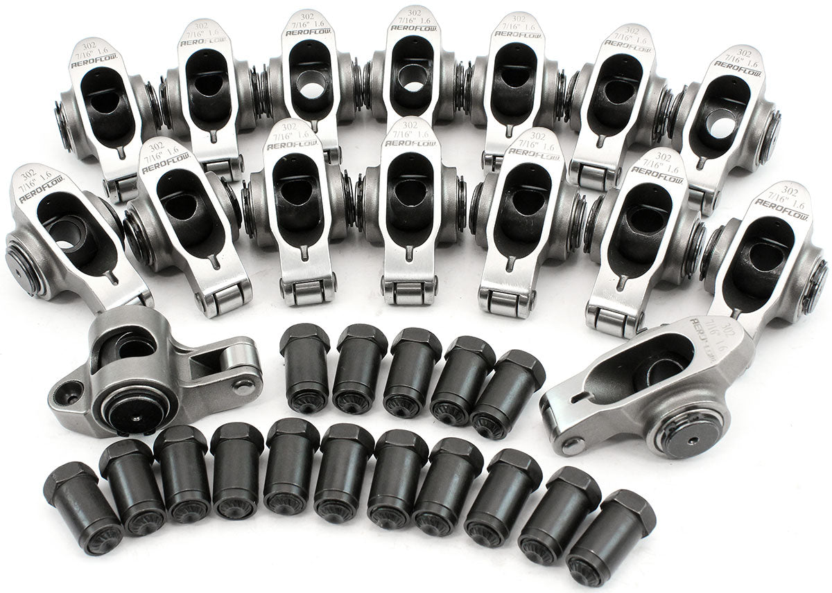 SBF S/S Rocker Arms 7/16" Stud 1.60 Windsor 302 351 Roller 16 Stainless AF95-1222 - Aeroflow