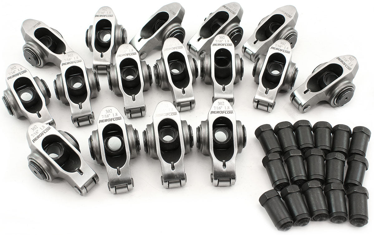 SBF S/S Rocker Arms 7/16" Stud 1.80 Windsor 302 351 Roller 16 Stainless AF95-1224 - Aeroflow