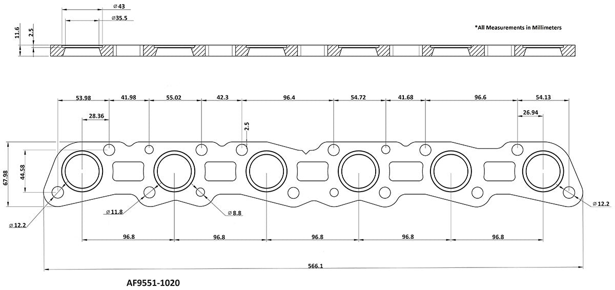 Nissan RB25 RB26 Header Flangeonly Stainless Steel CNC RB20 AF9551-1020SS - Aeroflow