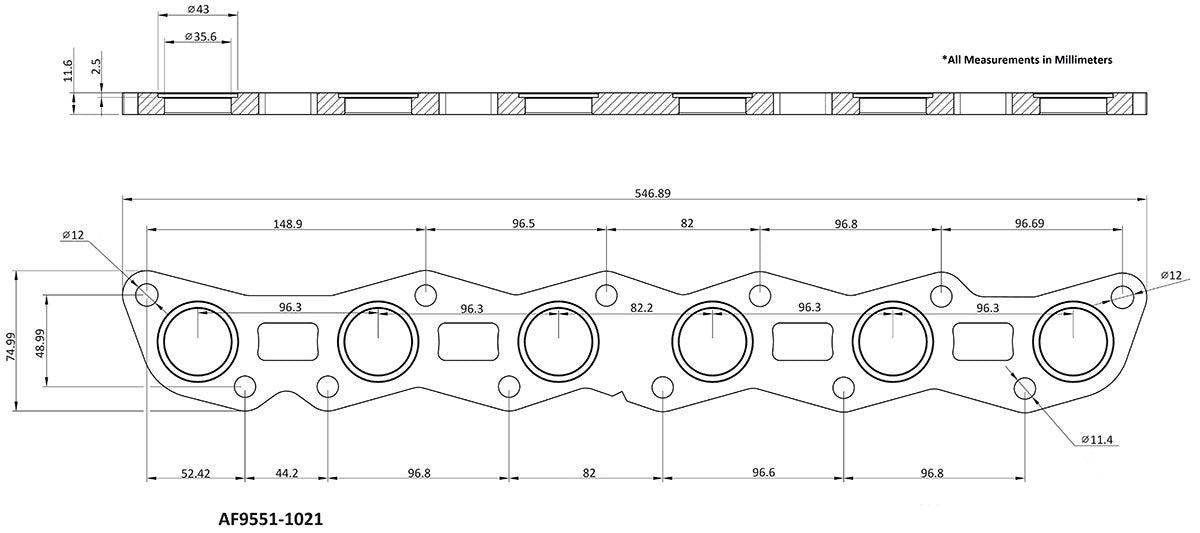 Nissan RB30 Header Flange Only Stainless Steel CNC AF9551-1021SS - Aeroflow