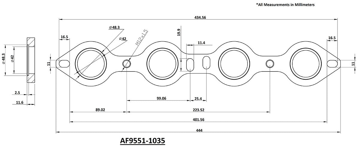 GM LS Header Flange Single Stainless Steel LS1 LS2 LS3 AF9551-1035SS - Aeroflow