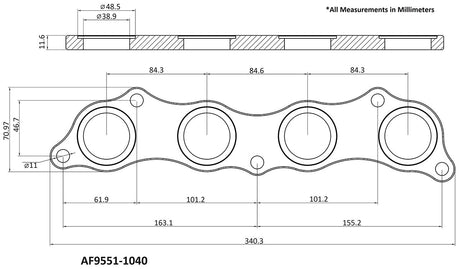 Honda K Series Header Flange Stainless Steel K20 K24 AF9551-1040SS - Aeroflow