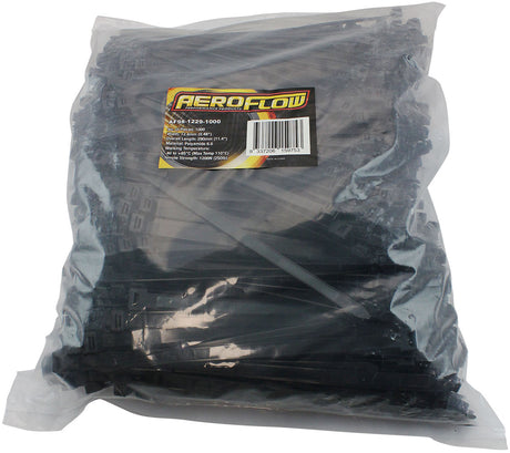 Cable Ties 12.4mm x 290mm 1000 Pack Black Zip Tie PA66 AF98-1229-1000 - Aeroflow