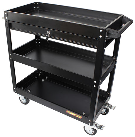 Workshop Trolley 3 Tier With Lockable Drawer. Tool Tray AF98-2032 - Aeroflow