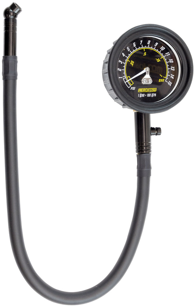 Tyre Pressure Gauge 0-15 PSI Tire 1.03 Bar Black Analogue AF98-2161 - Aeroflow
