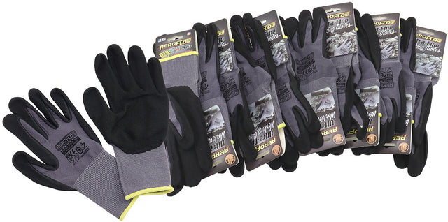 Mechanic Gloves Medium Nitrilefoam 12 Pairs Black Work Shop AF98-2220-12 - Aeroflow