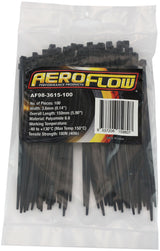 High Temp Cable Ties 3.6 x 150mm100 Pack Black Zip Tie PA46 AF98-3615-100 - Aeroflow