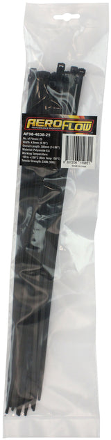 High Temp Cable Ties 4.8 x 380mm25 Pack Black Zip Tie PA46 AF98-4838-25 - Aeroflow