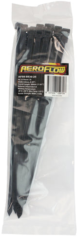 Cable Ties 8.8mm x 300mm 25 Pack Black Zip Tie PA66 AF98-8830-25 - Aeroflow