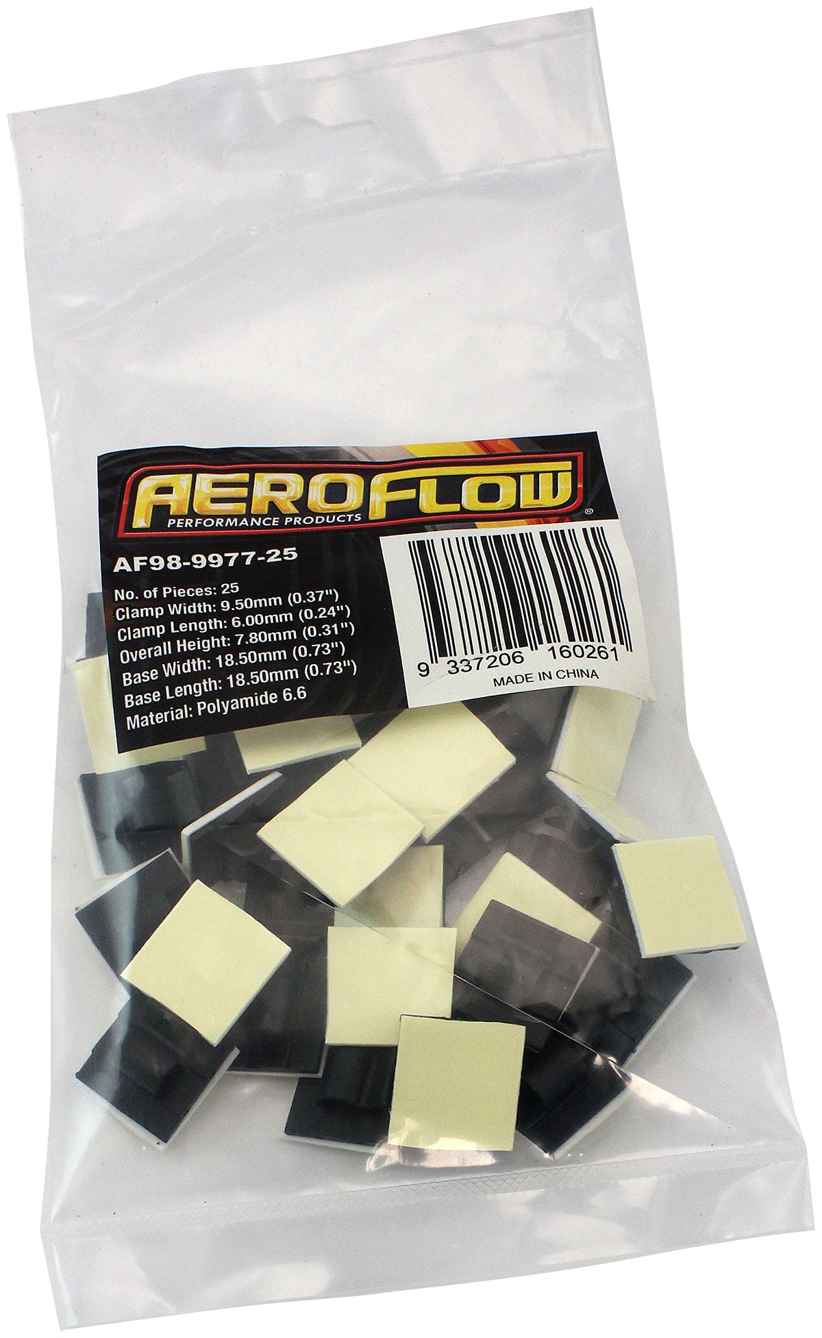 Cable Tie Mount Clamps 5mm Max Bundle PA66 3M Adhesive 25 Pac AF98-9977-25 - Aeroflow