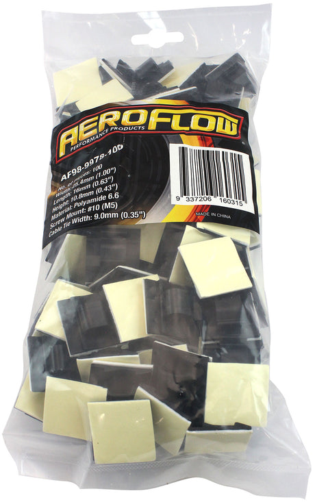 Cable Tie Mount Clamps 8mm Max Bundle PA66 3M Adhesive 100 Pac AF98-9978-100 - Aeroflow