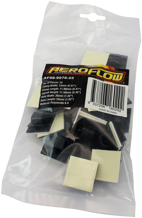 Cable Tie Mount Clamps 8mm Max Bundle PA66 3M Adhesive 25 Pac AF98-9978-25 - Aeroflow