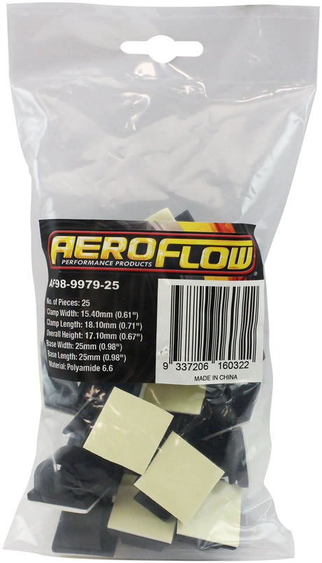 Cable Tie Mount Clamp 16mm Max Bundle PA66 3M Adhesive 25 Pac AF98-9979-25 - Aeroflow