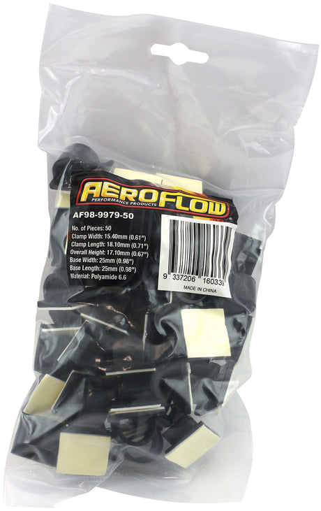 Cable Tie Mount Clamp 16mm Max Bundle PA66 3M Adhesive 50 Pac AF98-9979-50 - Aeroflow