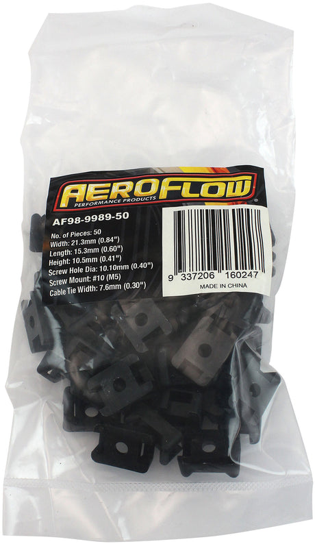 Cable Tie Screw Mounts 21mm x 10.1mm M5 Hole PA66 50 Pack AF98-9989-50 - Aeroflow