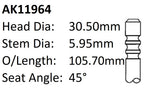 BMW M54 Exhaust Valve AK11964 - Austral | Universal Auto Spares
