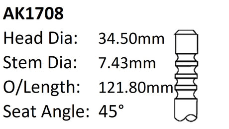 Chrysler 225 Exhaust Valve AK1708 - Austral | Universal Auto Spares