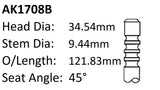 Chrysler 225 Exhaust Valve AK1708B - Austral | Universal Auto Spares