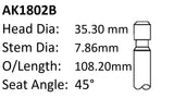 Ford 170-200 Exhaust Valve AK1802B - Austral | Universal Auto Spares
