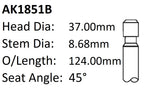 Ford 289 302W 1.453 Exhaust Valve AK1851B - Austral | Universal Auto Spares