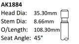 Ford 200 250 1.390 Exhaust Valve AK1884 - Austral | Universal Auto Spares