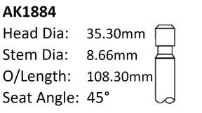 Ford 200 250 1.390 Exhaust Valve AK1884 - Austral | Universal Auto Spares