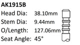Chrysler 245 318 Exhaust Valve AK1915B - Austral | Universal Auto Spares