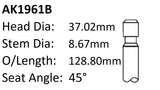Ford 302W 1.448 Exhaust Valve AK1961B - Austral | Universal Auto Spares