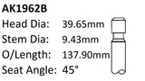 Ford 390 Exhaust Valve AK1962B - Austral | Universal Auto Spares