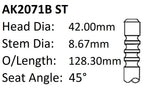 Ford 351C 1.654M/G Exhaust Valve AK2071B ST - Austral | Universal Auto Spares