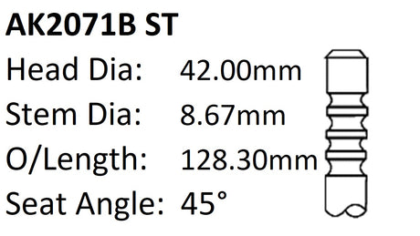 Ford 351C 1.654M/G Exhaust Valve AK2071B ST - Austral | Universal Auto Spares