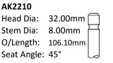 Holden 16JH Camira Exhaust Valve AK2210 - Austral | Universal Auto Spares