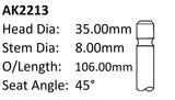 Holden 18JC 18LE Exhaust Valve AK2213 - Austral | Universal Auto Spares