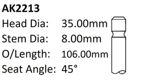 Holden 18JC 18LE Exhaust Valve AK2213 - Austral | Universal Auto Spares