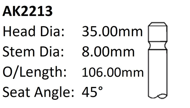Holden 18JC 18LE Exhaust Valve AK2213 - Austral | Universal Auto Spares