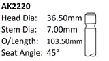 Holden 18LE 20JD Exhaust Valve AK2220 - Austral | Universal Auto Spares