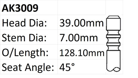 Ford AU EL Exhaust Valve 39mm AK3009 - Austral | Universal Auto Spares
