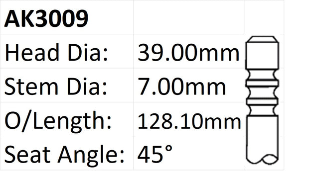 Ford AU EL Exhaust Valve 39mm AK3009 - Austral | Universal Auto Spares