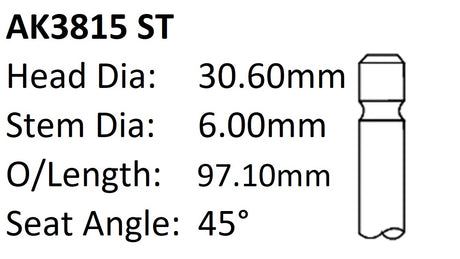 Holden 3.6L Exhaust Valve AK3815 ST - Austral | Universal Auto Spares