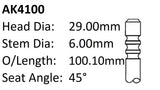 BMW N46B20B Exhaust Valve AK4100 - Austral | Universal Auto Spares