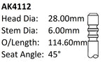 BMW N43B20A Exhaust Valve AK4112 - Austral | Universal Auto Spares