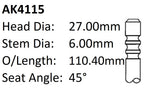 BMW N52B25 Exhaust Valve AK4115 - Austral | Universal Auto Spares