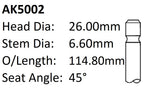 Dai Hce Hde Exhaust Valve AK5002 - Austral | Universal Auto Spares