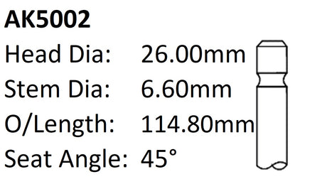 Dai Hce Hde Exhaust Valve AK5002 - Austral | Universal Auto Spares