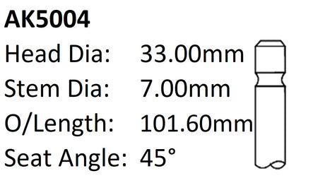 Dai CB Exhaust Valve AK5004 - Austral | Universal Auto Spares