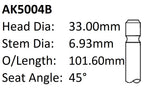 Dai CB Exhaust Valve AK5004B - Austral | Universal Auto Spares
