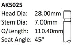 Dai ED10 ED20 Exhaust Valve AK5025 - Austral | Universal Auto Spares