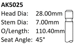 Dai ED10 ED20 Exhaust Valve AK5025 - Austral | Universal Auto Spares